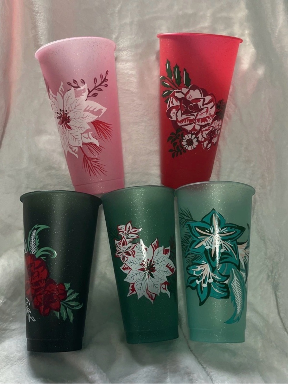 Set of 5 Floral Printed Reusable Cups